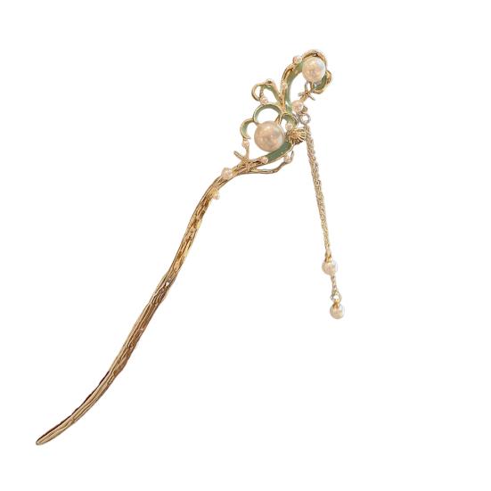 Ханьфу Палочка для волос в китайском стиле Цветочные женские заколки Бусины Кисточка Декор Вилка для волос для средней и густой прически Пучок Аксессуары