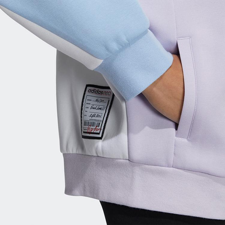 Adidas Neo Colorblock Ветрозащитный свитшот с воротником-стойкой и полумолнией Женские топы Синий Белый Фиолетовый GU0845