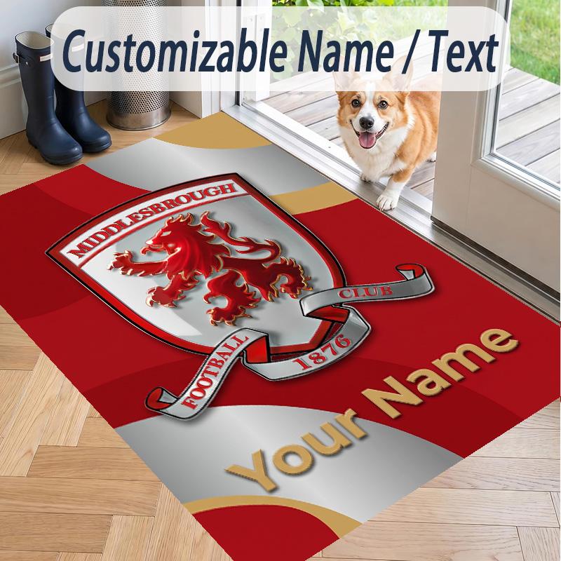 Ковер с индивидуальной печатью текста Middlesbrough FC Нескользящий напольный ковер для декора домашней комнаты