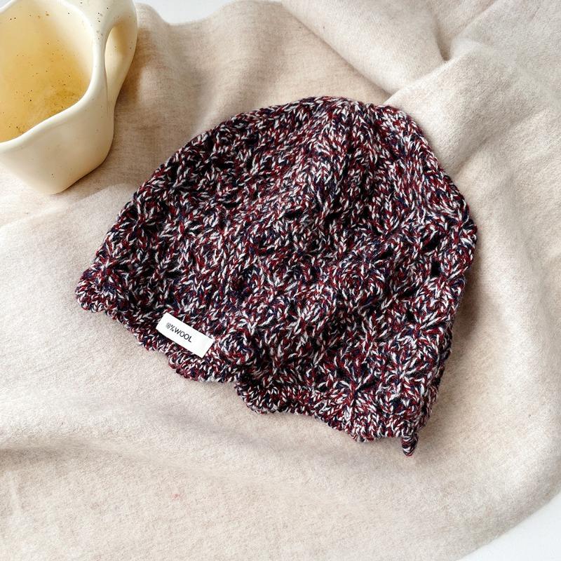 Шерстяная вязаная шапка-стопка женская осенне-зимняя новая теплая высококачественная однотонная с гофрированной защитой ушей шерстяная шапка