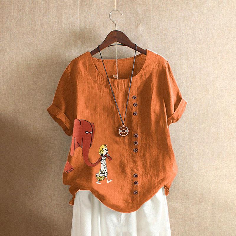 GMXIA Летняя винтажная футболка больших размеров из хлопка и льна с коротким рукавом, повседневная свободная футболка из хлопка и льна для женщин, женская одежда больших размеров