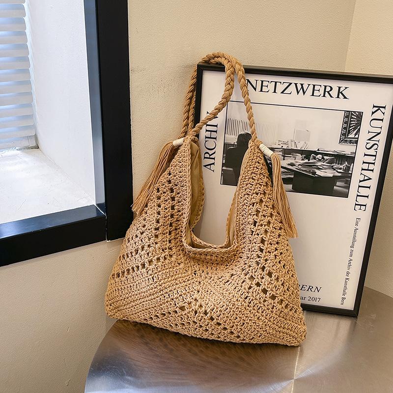 Вязаная сумка большой вместимости женская летняя новая универсальная на плечо, сумка-мессенджер премиум-класса для морского побережья, пляжная сумка