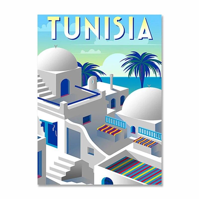 Nordic Vintage Travel Cities Poster Turkey Dubai Tanzania Landscape Metal Signs Retro Plate Wall Art Decor for Living Room Home