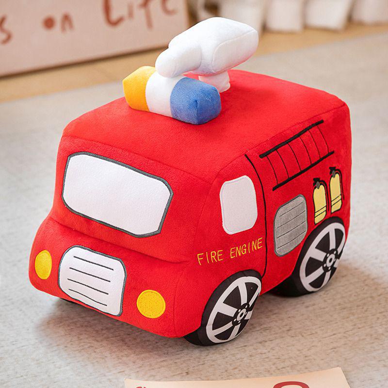 Милый мультяшный пожарная машина экскаватор плюшевая игрушка мягкая набитая подушка-машина на день рождения строительные игрушки креативность