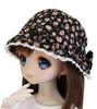 DD MDD Compatible with To Pink Rose Print Crochet Hat with Ribbon for a Girly Look Hat On Black Background 9 To 10 Inches 60cm Doll 40cm Doll BJD Doll