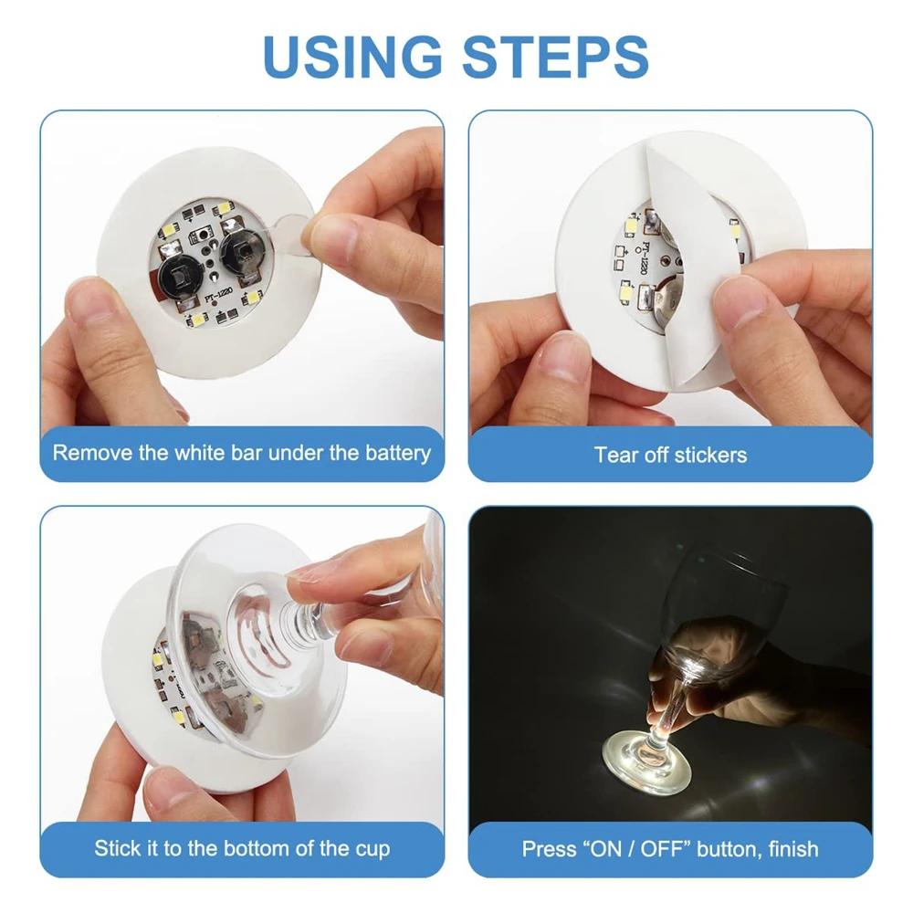 1/10/20/30 шт. светодиодные подставки под стаканы с подсветкой наклейки для бутылок ликера светящиеся чашки коврики для клубов, баров, вечеринок, автомобилей, свадебных ваз декор