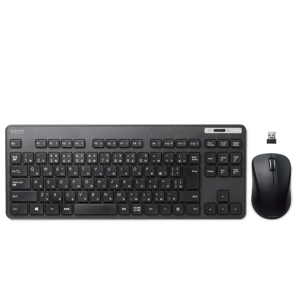 Elecom Keyboard Wireless Membrane Thin Compact Keyboard with Mouse Black (Receiver Included) TK-FDM109MBK