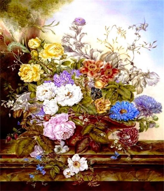 RUOPOTY DIY Frame Oil Painting By Numbers Daisy Flower Acrylic Home Decor On Canvas Wall Art Picture Rose For Living Room