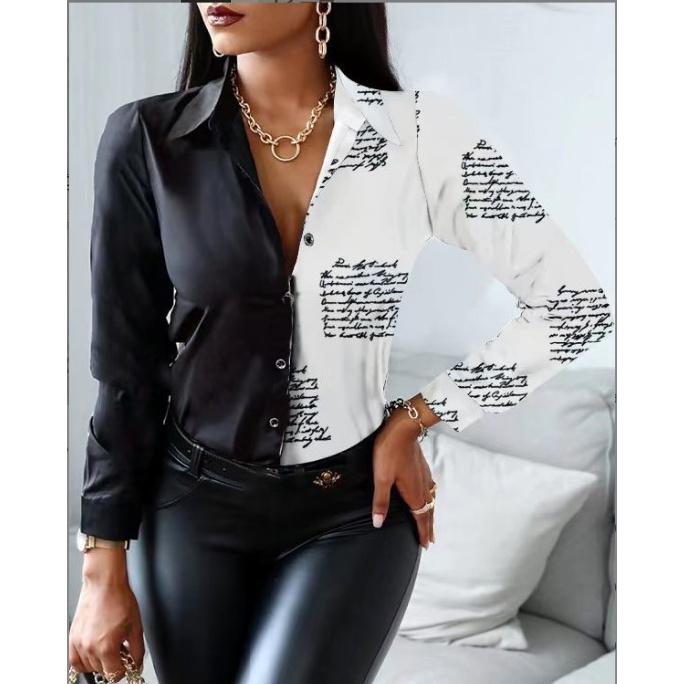 Весна и осень новый женский универсальный длинный рукав повседневный деловой дорожный элегантный комфорт сексуальный низ рубашка топ