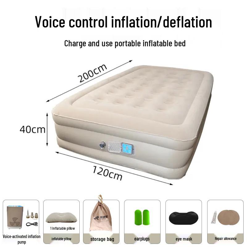 Smart AI Voice-Controlled Inflatable Air Mattress for Outdoor Camping – Thickened Double Bed Sheet