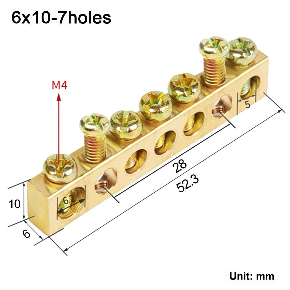 Copper Wire Connector With Hole Screw Terminal Block Brass Connection Row  Electrical