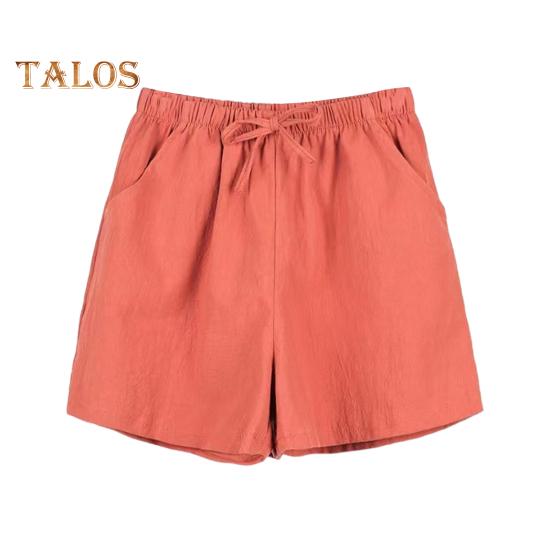 Летние женские шорты трапециевидной формы на шнуровке с высокой эластичной резинкой на талии, однотонные, свободные боковые карманы, плиссированные, повседневная домашняя одежда, спортивные короткие шорты