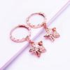 Purple Gold Hollow Five-Pointed Star Earrings Temperament Foreign Style Design Sense Rose Gold Plated Earrings