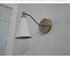 Pair of Handcrafted Wall Sconces : Raw Brass & White Cone Lamps