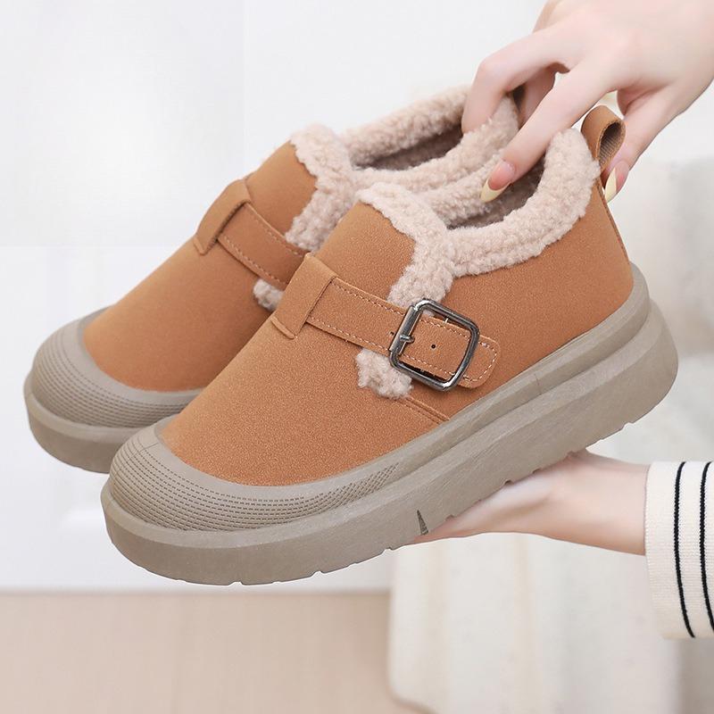 Женские флисовые утепленные туфли, Удобная обувь на мягкой подошве, Универсальные, Модные, Нескользящие зимние ботинки