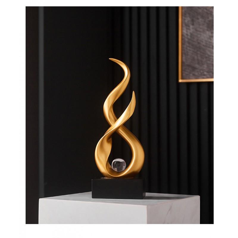 Resin Desktop Decor Art Piece Gold Step Up Figurine Luxury Home Office TV Cabinet Display