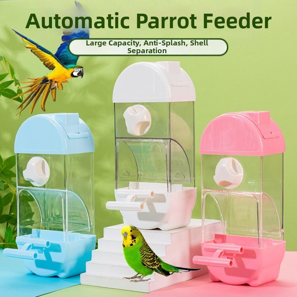 PET Automatic Bird Feeder Transparent Parakeet Food Bowl New Parrot Feeder Cage Use