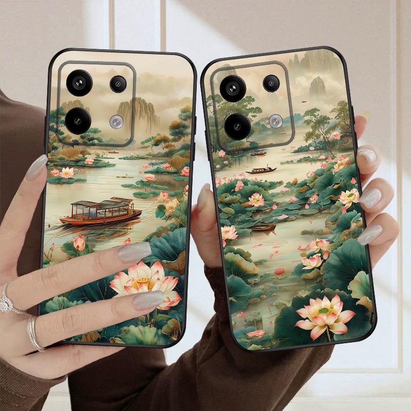 Корабль и Красный Лотос Для Redmi Note 9 9S 10 11 12 12S 13 Pro+ Plus 5G Индия 14 Pro 4G Глобальный 14S 13C 14 силиконовый мягкий чехол для телефона