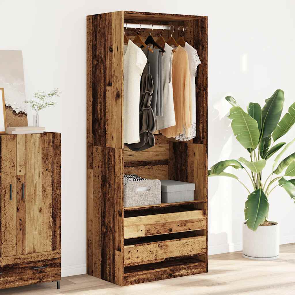 Wardrobe with Vintage Wood Look 80 x 50 x 200 cm Engineered Wood