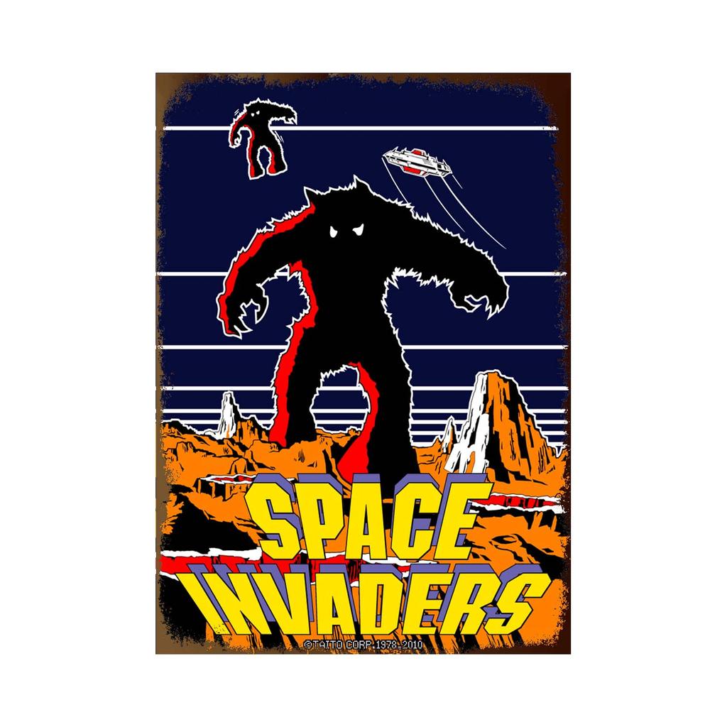 Collection of Classic Games Born In The 70s and 80s Super Space Invaders Game Video Game Metal Tin Sign Retro Poster Wall Decor