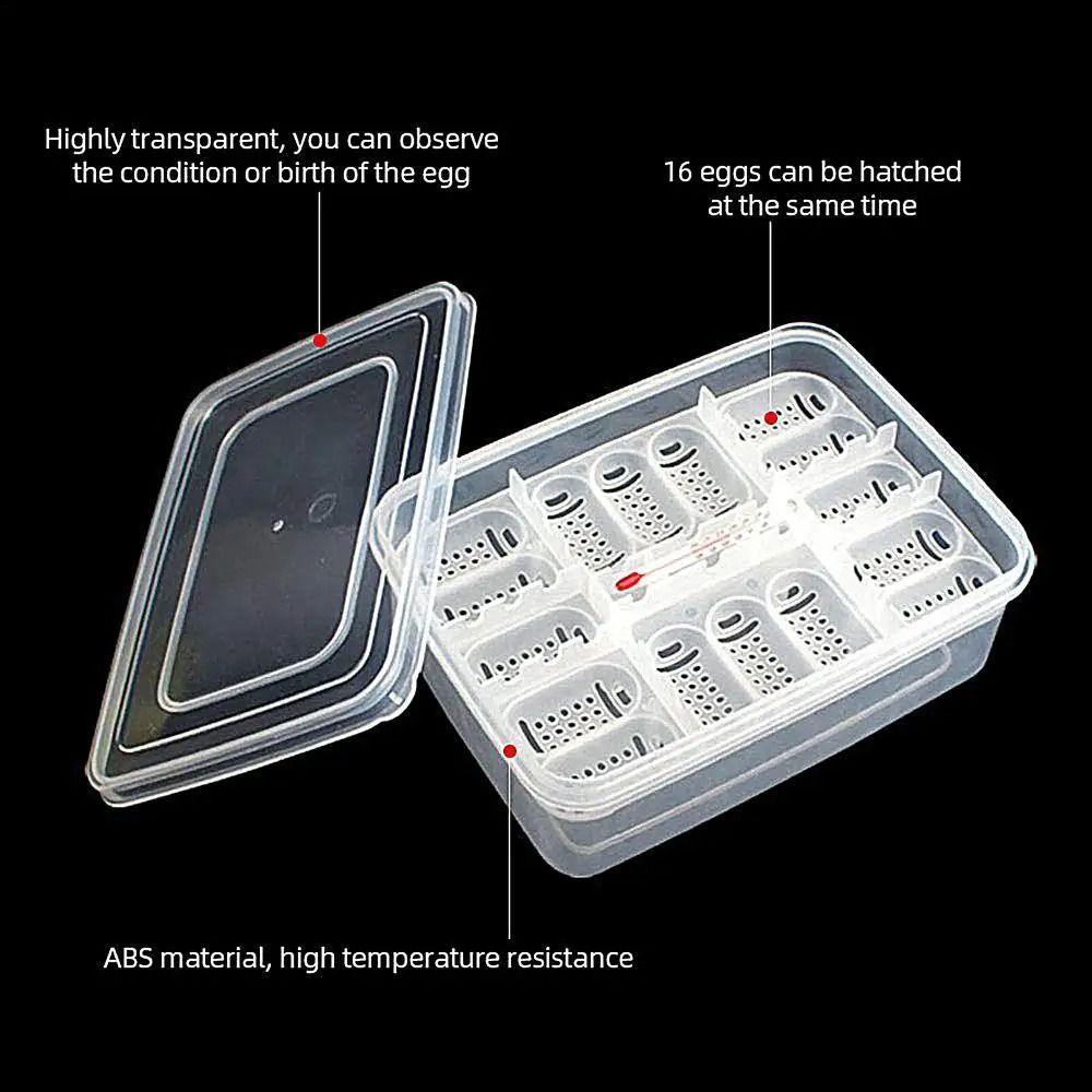 with Thermometer Reptile Hatch Box 16 Grids Crawler Incubation Case  Pet
