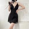 Sexy pajamas women's spring ice silk Internet celebrity style backless suspender chest pad spring summer nightdress advanced sense two-piece set