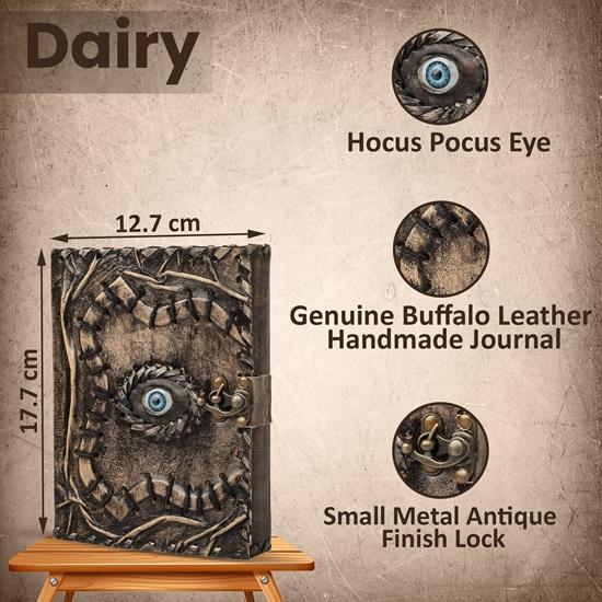 Кожаный журнал Deckle Edge Paper Гримуар «Третий глаз» Фокус-покус Книга заклинаний Старинный кожаный журнал Книга теней Викканский блокнот