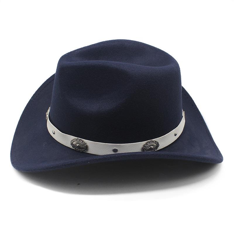White Ethnic Style Western Cowboy Felt Hat Tibetan Fedora
