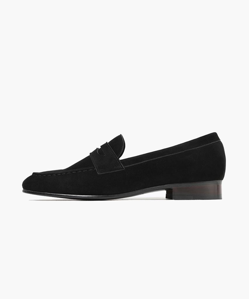 Firenze Atelier Плоский дизайн Тонкие замшевые пенни-лоферы с заостренным носком 7100-Qs [Черный]