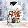 3D Printed Funny Santa Claus Hoodie For Men Christmas Elk Pattern Long Sleeves Casual Sweatshirt Unisex Loose Hoodies Pullover