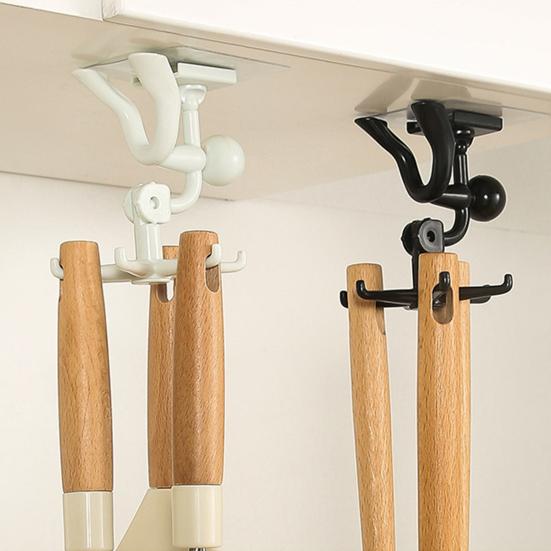 1 комплект подвесного крючка, настенный вращающийся крючок для вешалки с 6 крючками, самоклеящийся крючок для хранения без перфорации для кухни, ванной комнаты