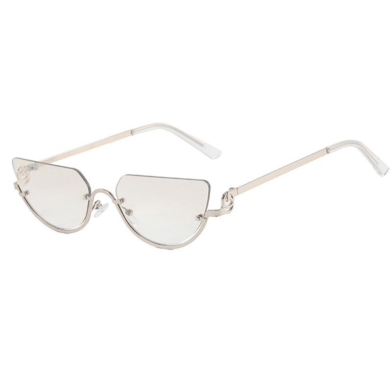 Women Semi-Rimless Sunglasses Luxury Small Size Gradient Sun Glasses Ladies Popular Sunscreen