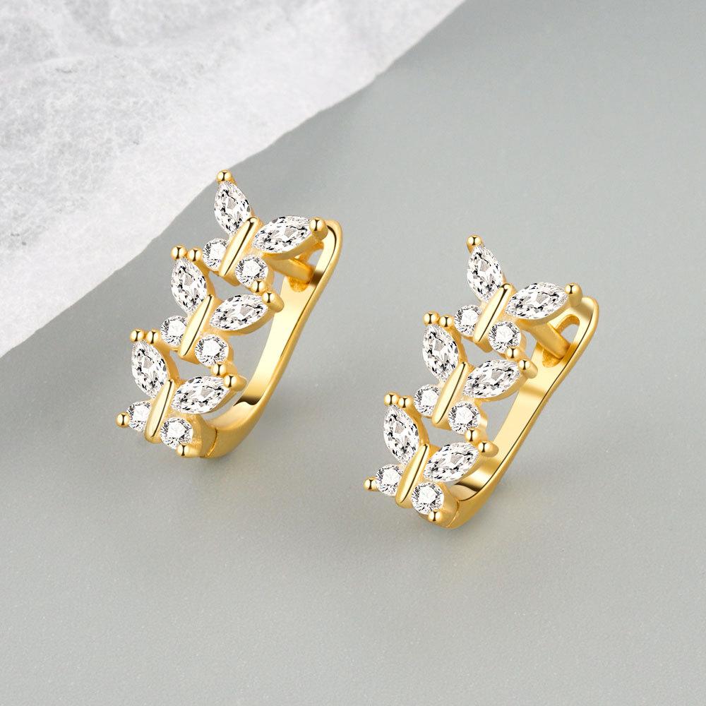 High-end Jewelry 925 Sterling Silver Zircon Micro Paving 5A Straight Pull lightning Guard Ring Earrings Fashion Women's Jewelry