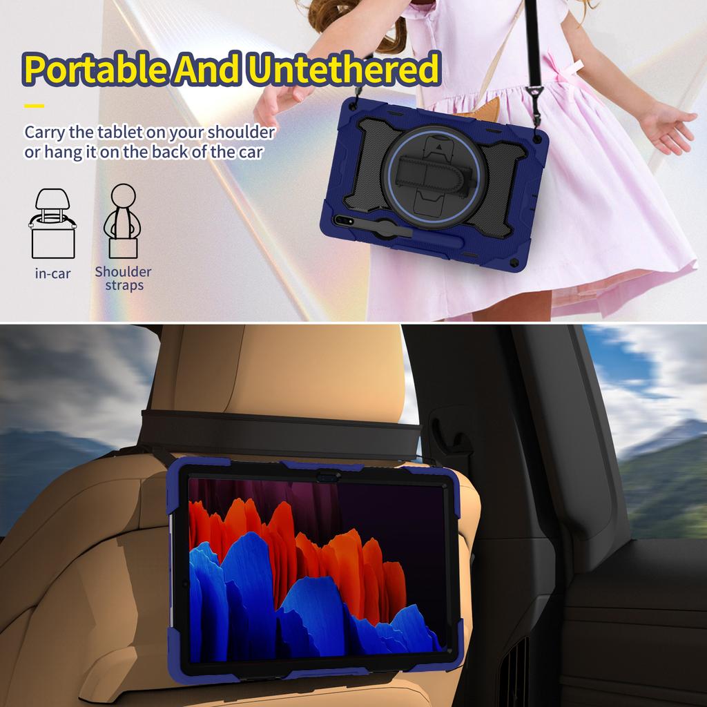 Heavy Duty Case Universal for Samsung Galaxy Tab S8 S7 Plus FE 12.4 SM-X800 X806 SM-T730 T735 T736 T970 T975 T976 Rotating Cover