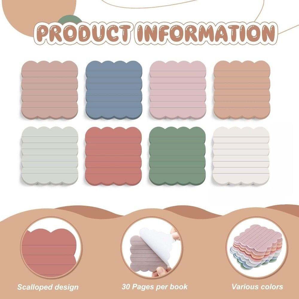 240 Sheets Self-adhesive Self Sticky Notes Adhesive Backing Scalloped Sticky Notes Home Study