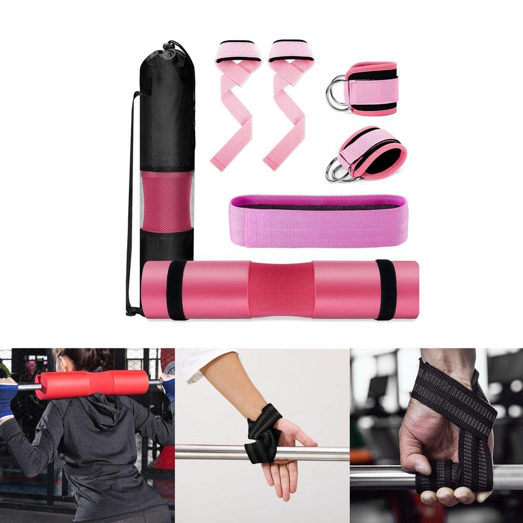 Barbell Squat Pad Set Non Slip Bar Cushion for Lunges Workout Weight Lifting Black