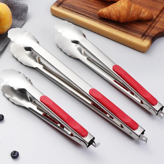 Food Tongs for Cooking Camping BBQ Lightweight Kitchen Pliers Stainless Steel Heat-Resistant Serving Tongs for Restaurants Home Kitchens Picnics