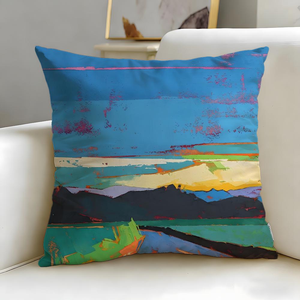 Colorful geometric patterns Cushion Cover Soft EasyWash Pillow Case Versatile for Couch Bed Travel and Office