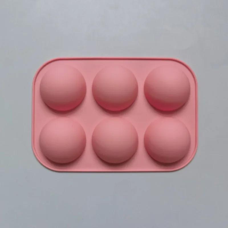 6Grids Silicone Mold Semicircle Pudding Mold Baking Cake Soap Cookie Mould Round Shape Chocolate Making Tool Kitchen Accessories