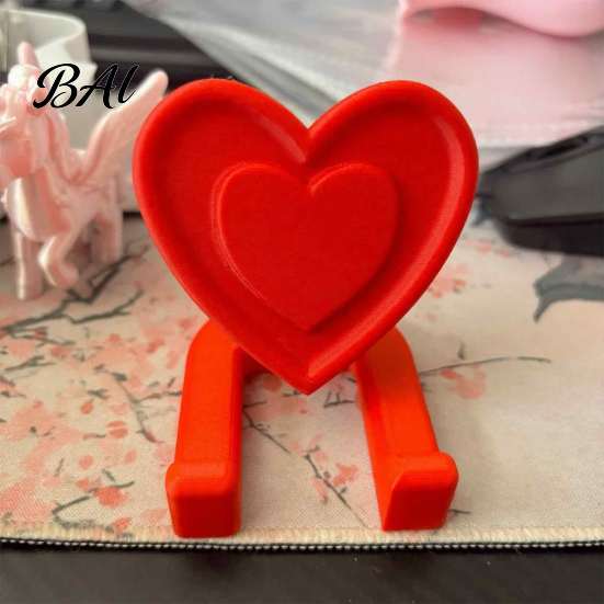 Girly Room Decor Accessories Minimalist Heart Shaped Phone Tablet Stand, 3D Printed Cute Desktop Holder, DIY Painted Support Blank Decorative