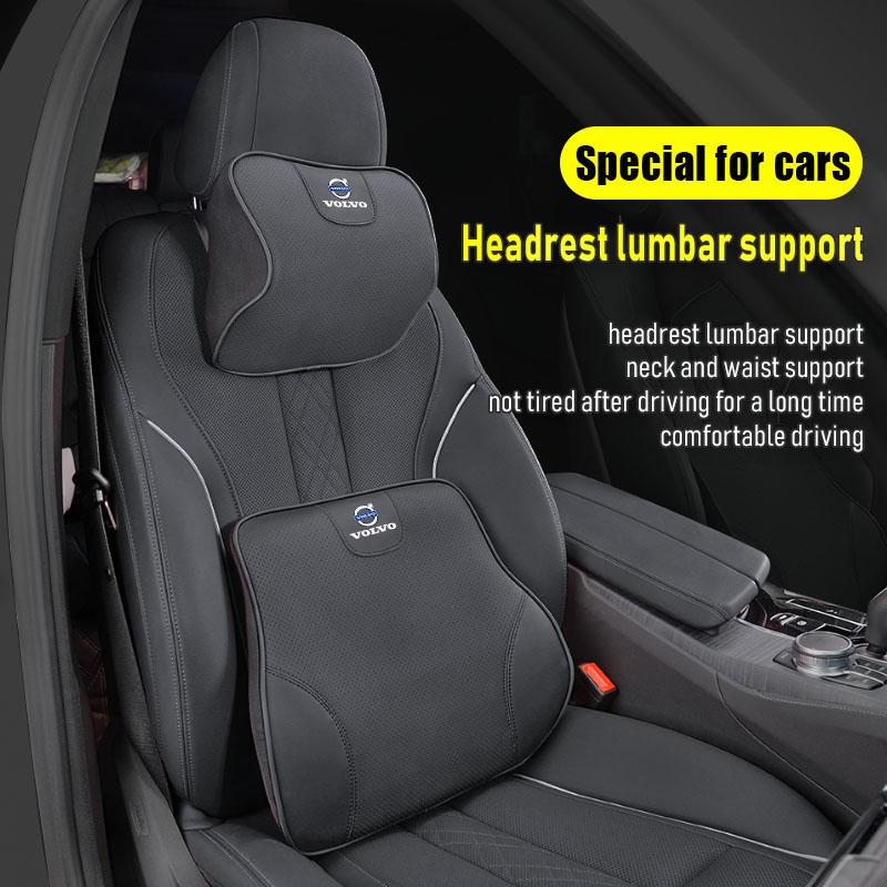 Car Leather Headrest Lumbar Memory Foam Neck Pillow Accessories For Volvo XC90 V90 V60 XC60 V40 EC40 EX40 S80 S60 S90 C40 XC40