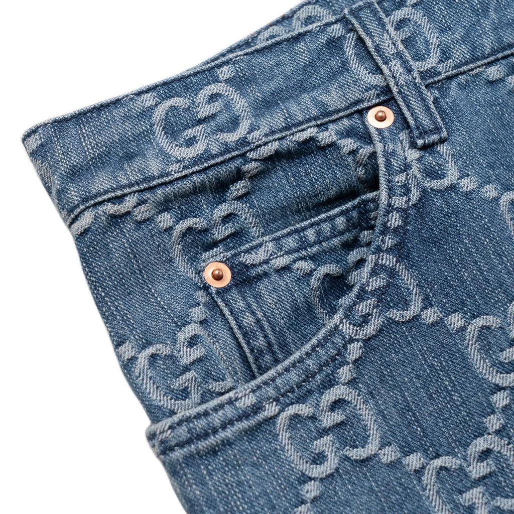 Gucci Джинсы прямого кроя со средней посадкой и жаккардовым узором GG 623953-XDCXD-4632