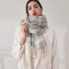 New Faux Cashmere Plaid Curry Scarf Female Warm Long Neck Large Shawl
