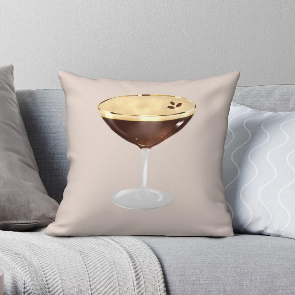 Espresso Martini Pillowcase Polyester Linen Velvet Printed Zip Decorative Pillow Case Sofa Seater Cushion Case