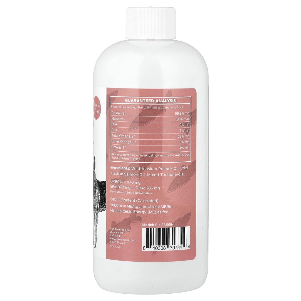 Chew + Heal Wild Alaskan Salmon Oil Formula, for Dogs, 475 Ml (16 Fl Oz)