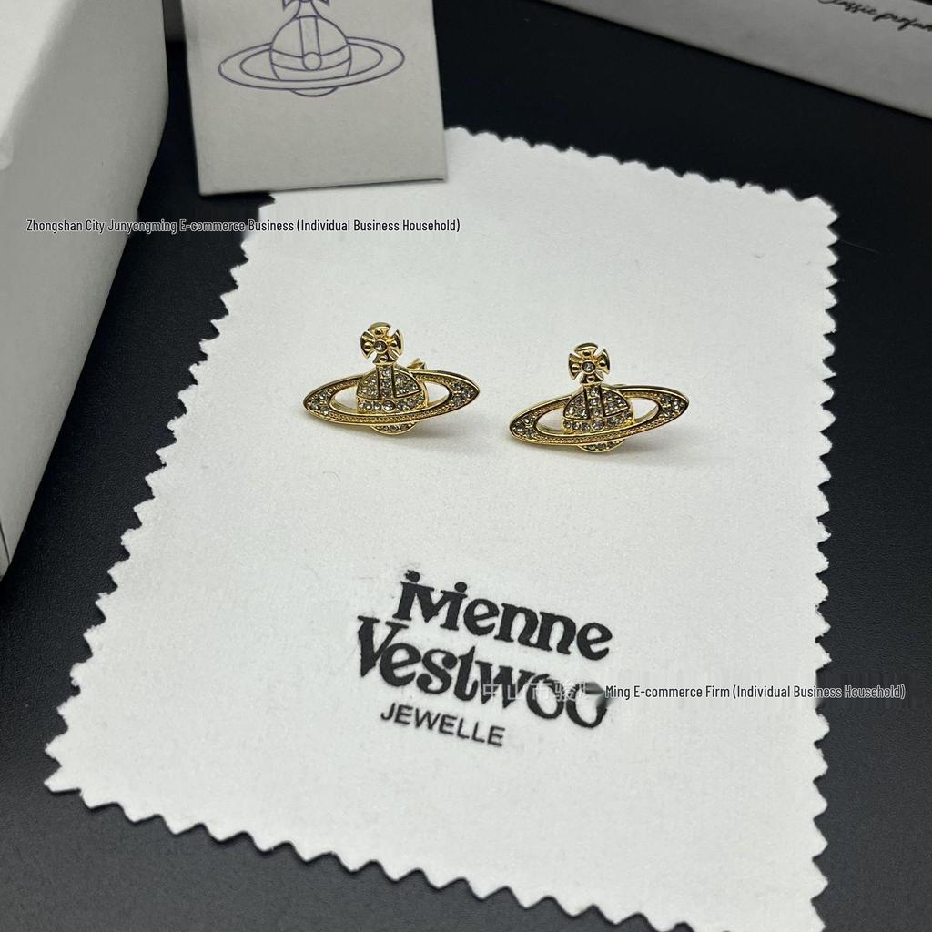 Chic Diamond-Studded Planet Track Cross Earrings for Women