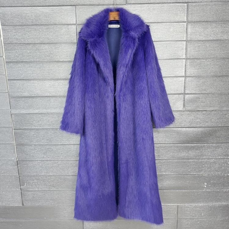 Winter Women Casual Faux Fur Coat Long Jacket Trendy Cardigan Solid Color High End Fashion