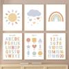 Солнце Радуга Облако Алфавит Форма Цифры Настенная Живопись Холст Картина Скандинавское Образование Плакаты и Принты Картины Детская Комната Декор