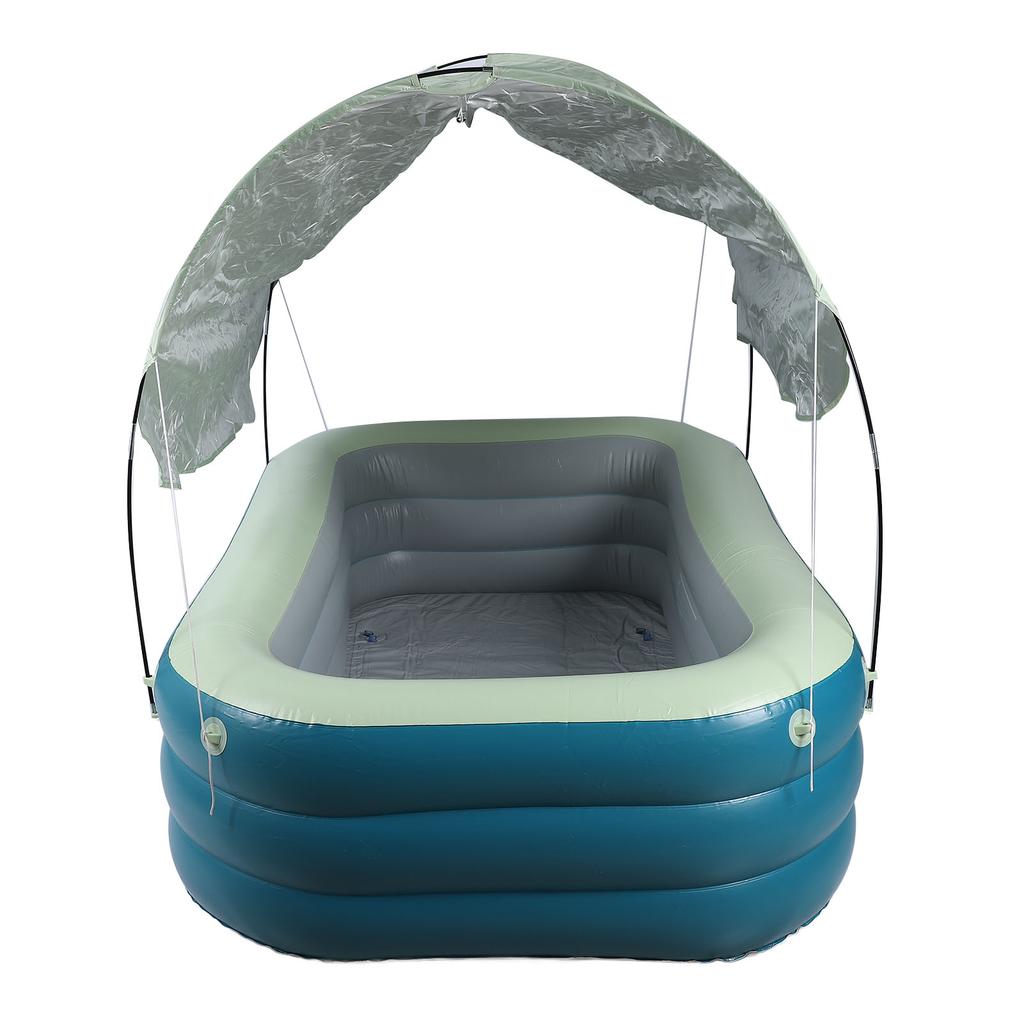 Inflatable Pool Thickened Large Blow Up Swimming Pool with Canopy Slide for Kids Backyard Outdoor