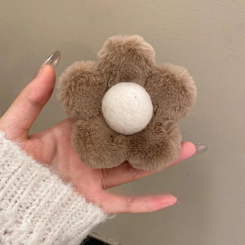 Плюшевый цветок заколка для волос коготь корейский простой волос коготь краб аксессуары для укладки волос модный осенне-зимний большой зажим для волос в виде акулы